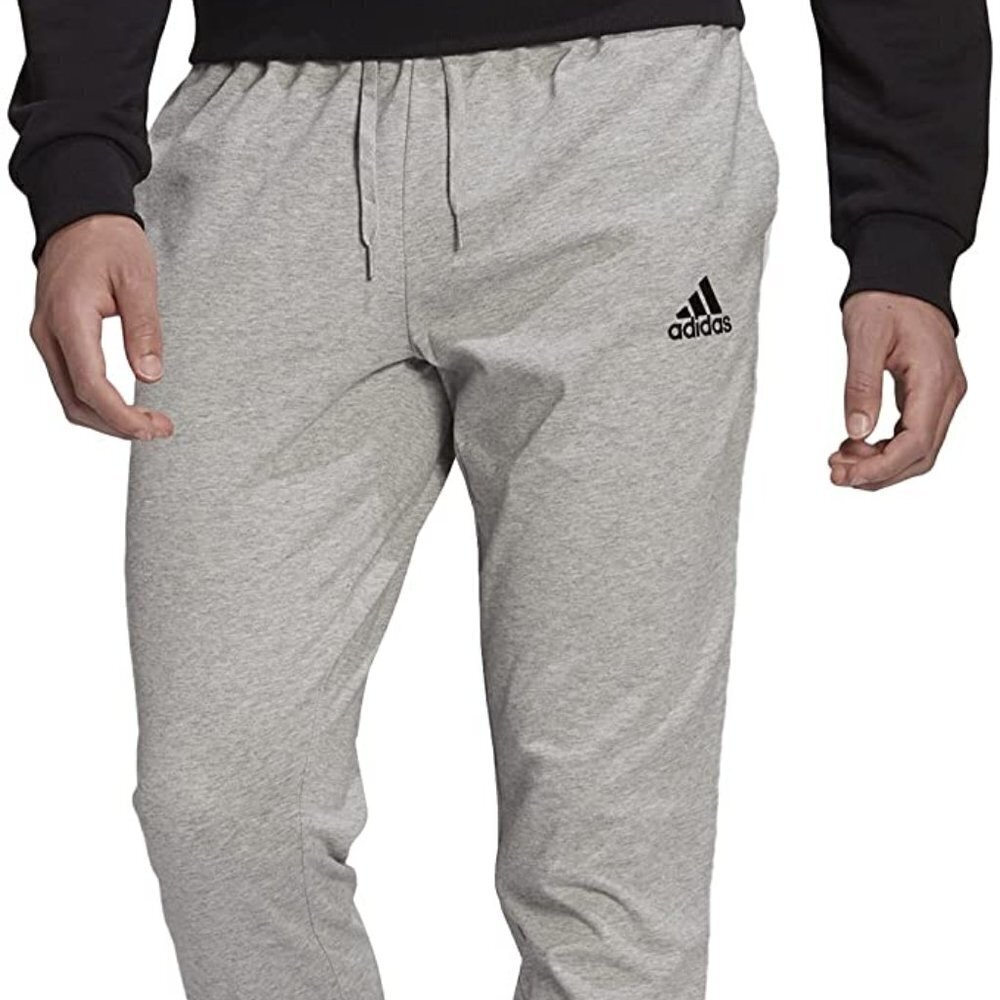 NEW Adidas Men's Gray Jersey Joggers Taper Sweatpants Elastic Waist XXL
